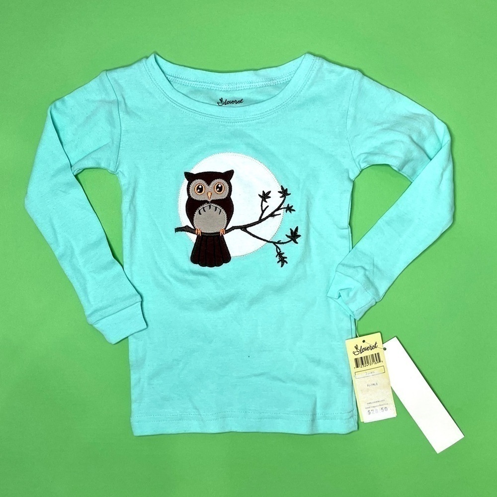 Leveret Owl Long Sleeve Blue Kids PJ Top